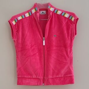 Lacoste Y2K Girls Velour Track Suit Jacket Short Sleeve Zip-Up Tennis